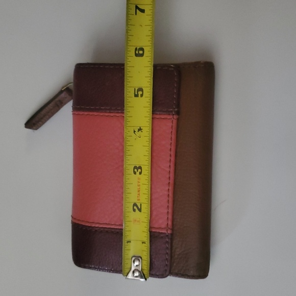 Fossil Brown Pink Leather Foldable Wallet - Picture 7 of 8